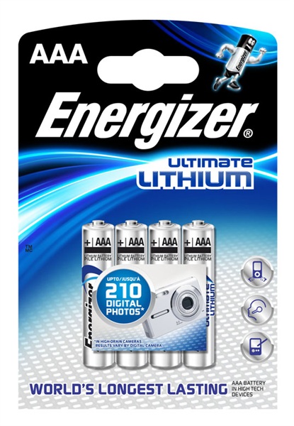 Energizer Ultimate Lithium AAA batteries, Pack of 4